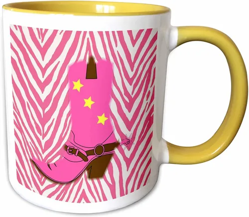 Miniatura 11 de 3dRose Taza de café, tamaño - 15oz - Imagen de la bota de vaquero rosa femenina en la vida campestre Chevron rosa - divertido regalo de taza de café