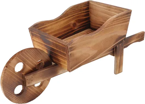 Miniatura 9 de Maceta de madera para carrito, macetas suculentas de carretilla, maceta de carro, macetas decorativas con forma de carrito para decoración