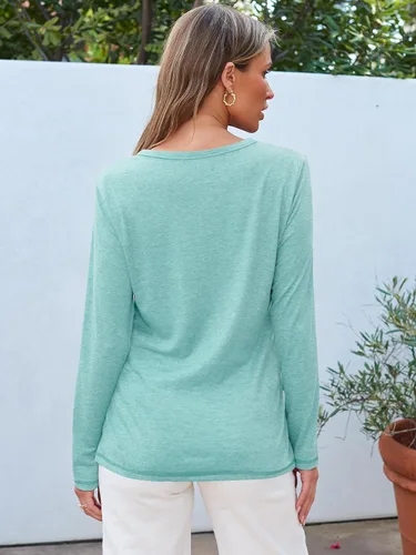 Miniatura 4 de AUTOMET Womens Long Sleeve Round Neck Shirts Basic Tee
