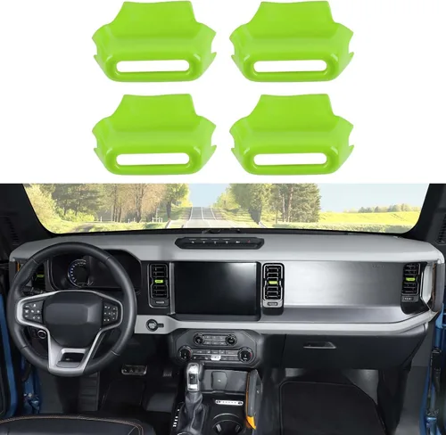 Miniatura 17 de Jimen Compatible con Ford Bronco 2021-2023, 4 piezas de cubierta de botón de ajuste de ventilación de aire de consola central (azul)
