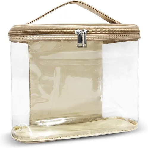 Bolsa de cosméticos, estuche portátil transparente para artículos de tocador, bolsa de maquillaje de PVC transparente, organizador de almacenamiento