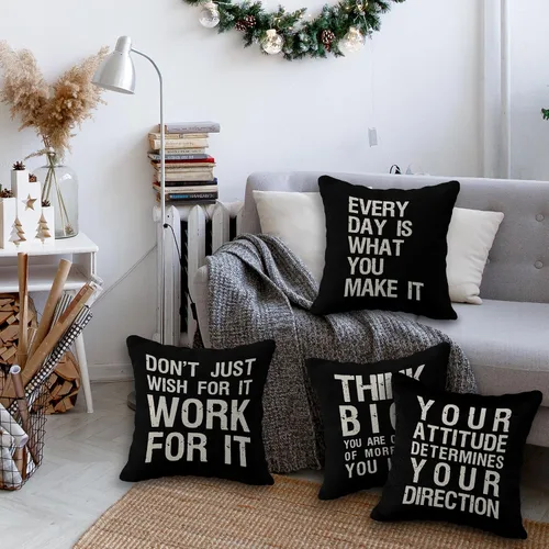Miniatura 4 de Juego de 6 fundas de almohada inspiradoras con frases motivacionales, 18 x 18 pulgadas, regalo para adolescentes y adultos, sala de estar, oficina