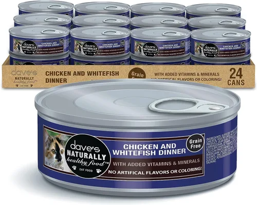 Miniatura 11 de Dave's Pet Food Alimento húmedo sin granos para gatos (95% paté de hígado de pollo y pollo), hecho en Canadá, alimento enlatado naturalmente