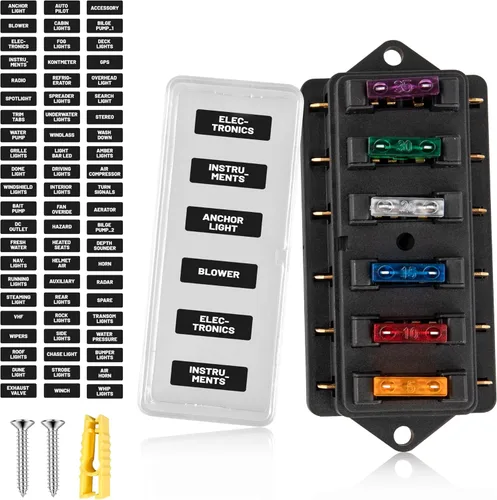 Miniatura 10 de RED WOLF Soporte de caja de bloque de fusibles de hoja de 4 vías con circuito estándar de 10 V-32 V CC para automóvil, camión, barco, marina, RV