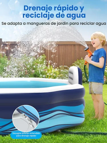 Miniatura 5 de VISTOP Piscina inflable para niños y adultos Piscina grande gruesa de gran tamaño con asientos y respaldos, piscina de agua inflable de verano