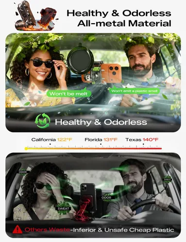 Miniatura 7 de MAGIC JOHN Soporte para teléfono de coche, soportes ultraduraderos de metal para tu coche, soporte para teléfono celular de rotación 360°