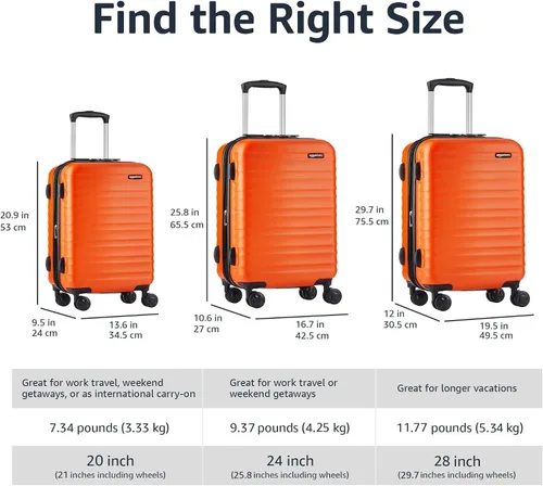 Miniatura 5 de Tienda Basics Equipaje de maleta expandible con ruedas rígidas, Naranja, Spinner