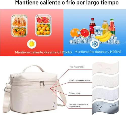 Miniatura 4 de NOL Natural Organic Lifestyle Bolsas de almuerzo aisladas para mujer, bolsa enfriadora, ligera, de nailon, impermeable, lonchera para el trabajo
