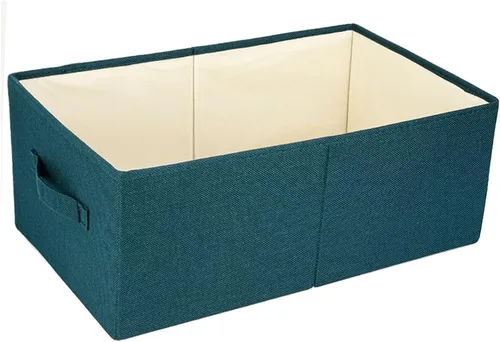 Miniatura 11 de ALYER Organizador de almacenamiento plegable de tela con asas, contenedor para dormitorio, oficina, armario, bebés, guardería, juguetes, libros