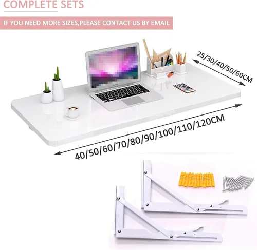 Miniatura 2 de Escritorio de montaje en pared resistente Juego de barra de desayuno mesa plegable para colgar en la pared para espacios pequeños Cocina Balcón
