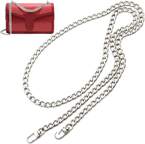 Miniatura 9 de Anvin Correa de cadena plana de 47 pulgadas, cadenas de hierro para bolso de mano, correas de repuesto para bolso de hombro, cadena cruzada
