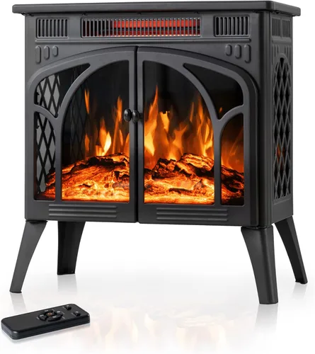 Miniatura 3 de Electactic Estufa eléctrica de chimenea de 24 pulgadas, estufa de chimenea infrarroja independiente, llama 3D controlable, 4 colores variables