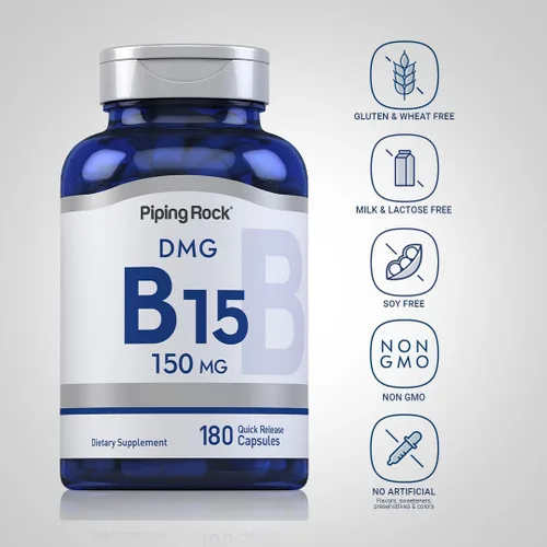 Miniatura 3 de Piping Rock DMG Suplemento B15 150 mg 180 Cápsulas Dimetilglicina HCl Sin OMG, sin gluten
