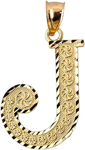 Miniatura 23 de Colgante personalizado de oro amarillo de 10 quilates con letras iniciales A-Z