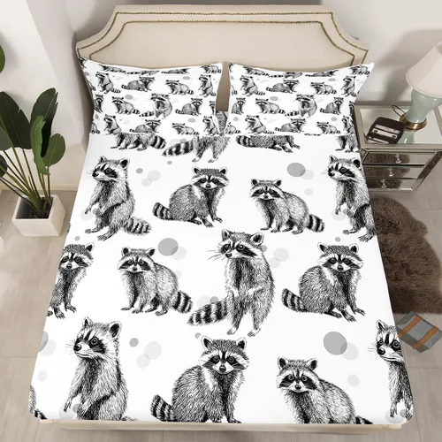 Miniatura 22 de Juego de sábanas ajustables de hurón para niños, bonitos juegos de ropa de cama de animales salvajes, lindo juego de ropa de cama de vida silvestre
