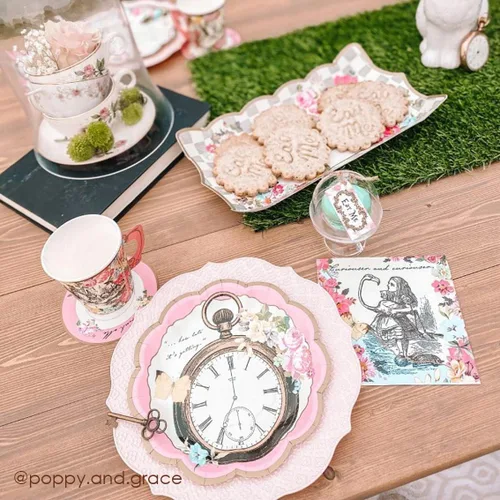 Miniatura 9 de Talking Tables Suministros para fiestas de Alicia en el país de las maravillas Plato de papel para servir Ideal para fiesta de té de sombrerero