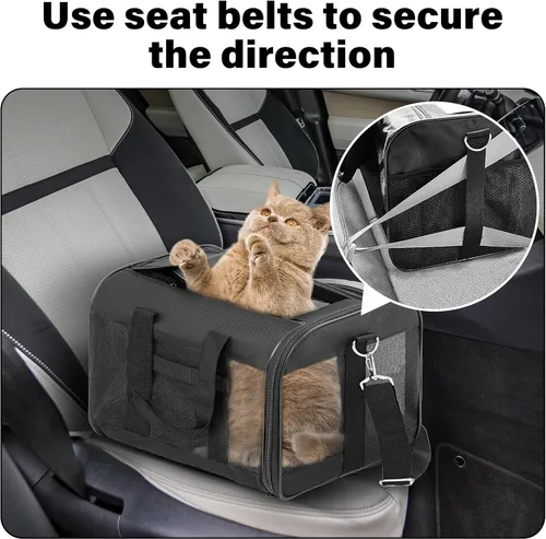 Miniatura 7 de FluffyDream Transportador de viaje para mascotas, bolsa portátil de lados suaves para gatos, perros pequeños, gatitos o cachorros de 17 libras