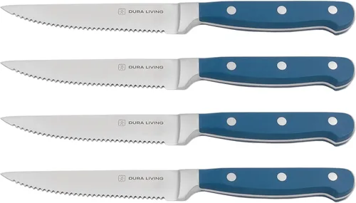 Miniatura 18 de DURA LIVING Cuchillo Santoku de 7 pulgadas, hoja de acero inoxidable de alto carbono afilada, mango remachado ergonómico forjado, cuchillo de chef