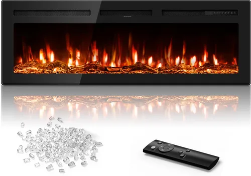 Miniatura 11 de Manastin Chimenea eléctrica de 60 pulgadas empotrada en la pared y montada en la pared con control remoto, calentador de chimenea de 1500/750 W