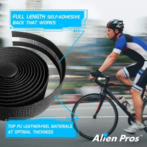 Miniatura 5 de ALIEN PROS Cinta para manillar de bicicleta de poliuretano (juego de 2) negro, rojo, blanco, rosa, azul, mejora el agarre de tu bicicleta con estas