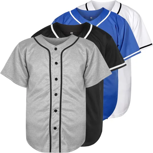 Miniatura 19 de Phoneutrix Camisetas Jersey de Béisbol Hip Hop Hipster Lisas en Blanco con Botones Uniformes Deportivos para Hombres y Mujeres Jersey