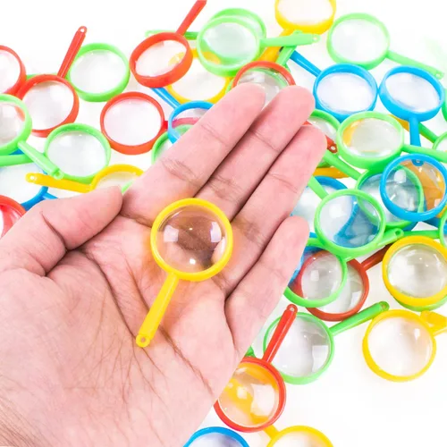 Super Z Outlet Mini lupas de 2 pulgadas con bolsillo de plástico para niños, detective, explorador, manualidades, recuerdos coloridos para fiestas