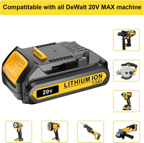 Miniatura 5 de Reemplazo para paquete de batería DEWALT 20V MAX, 3.0-Ah, 2 unidades, compatible con herramientas eléctricas inalámbricas Dewalt DCB200 DCD DCF DCG