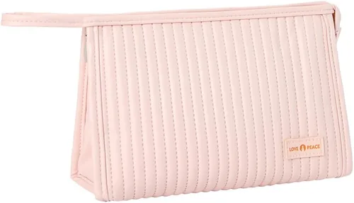 Miniatura 4 de Bolsa de maquillaje para mujer, bolsa grande con cremallera para uso diario, bolsa de cosméticos de piel sintética, bolsa de cuidado de la piel