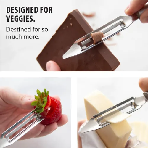 Miniatura 4 de Rada - Pelador de verduras (W232), hoja giratoria de acero inoxidable de 1.75", fabricada en EE. UU., mango negro