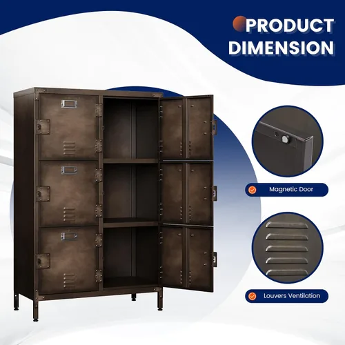 Miniatura 6 de Yizosh Armario de metal con 6 puertas con cerradura, armarios de almacenamiento de acero industrial para empleados – Armarios de almacenamiento
