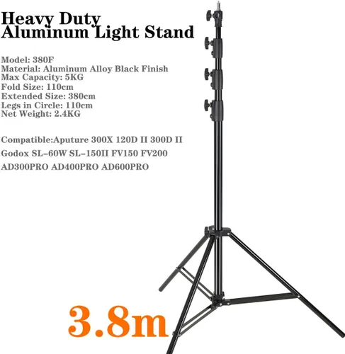 Miniatura 2 de Godox 149 pulgadas de aluminio resistente fotografía luz trípode soporte para Aputure Ls60W 300D II Godox SL-60W SL-150II FV150 FV200 AD300PRO