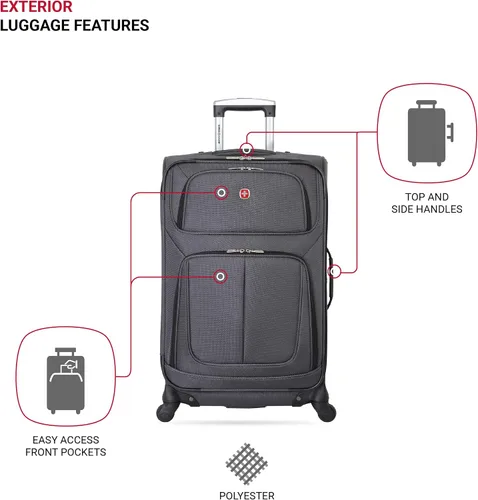 Miniatura 3 de SwissGear - Equipaje suave expandible Sion con ruedas Gris oscuro