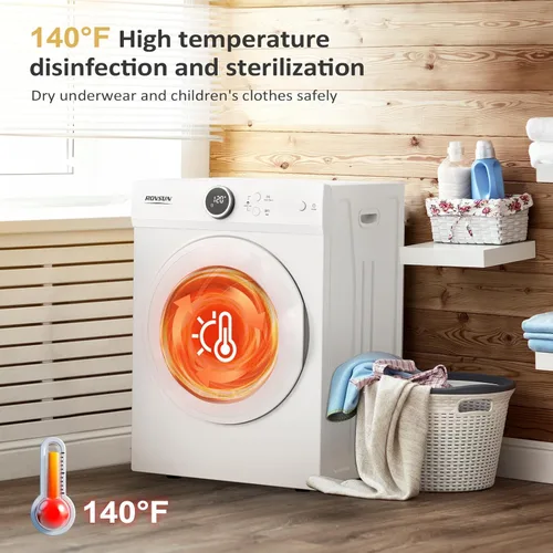 Miniatura 4 de ROVSUN Secadora de ropa portátil de 1.8 pies cúbicos, secadora eléctrica de carga frontal de alta gama de 1020 W, secadora de ropa compacta