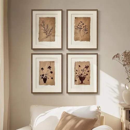 Miniatura 13 de Arte de pared botánico enmarcado en blanco y negro para baño, ilustraciones de plantas florales de granja para paredes de baño, 4 piezas