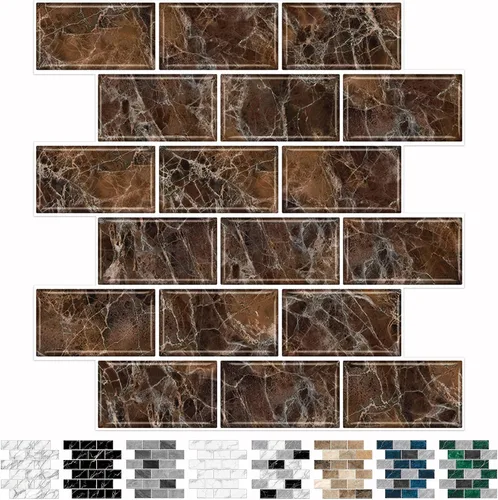 Miniatura 13 de URCOLOR 10 hojas de adhesivos para loseta en muro de cocina, azulejos autoadhesivos de 12 x 12 pulgadas estilo metro, para loseta en muro de cocina