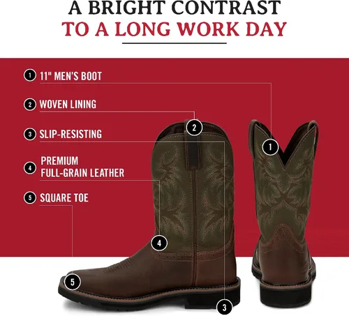 Miniatura 3 de Justin Botas de trabajo blancas Stampede Sq Toe para hombre