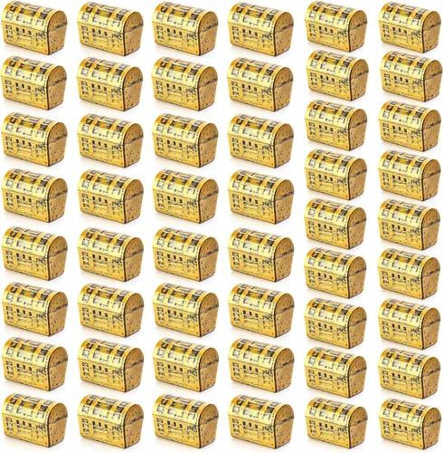 Zhanmai 50 piezas de mini cofre del tesoro pirata caja de plástico vintage pirata caja de almacenamiento de joyería para jugar, Halloween, Navidad,