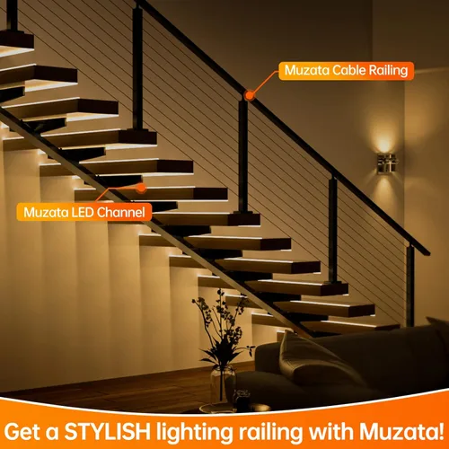 Miniatura 8 de Muzata Paquete de 20 canales LED de aluminio negro con cubierta blanca lechosa U102 BW 1M