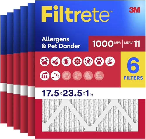 Filtrete Filtro de Aire para Horno de CA de 17.5x23.5x1, MERV 11, MPR 1000, Defensa contra Micro Alérgenos, Filtro de Limpieza de Aire