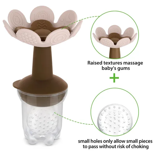 Miniatura 3 de Haakaa Flower Baby Alimentador de alimentos frescos con bandeja para congelador, molde de paletas de leche materna para alivio de enfriamiento