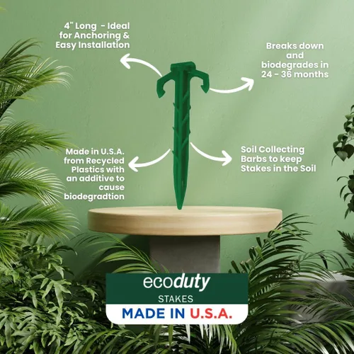 Miniatura 3 de Estacas biodegradables de 4 pulgadas de grado contratista, grapas de césped para asegurar tela de malezas, tela de paisaje, red y manta, 100