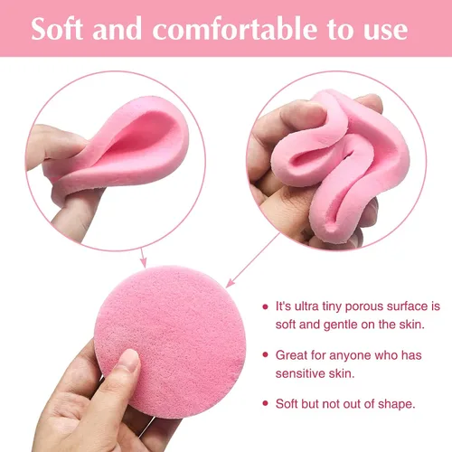Miniatura 5 de 120 esponjas faciales comprimidas, esponja limpiadora facial, esponja de eliminación de maquillaje, esponja redonda exfoliante para mujeres, niñas