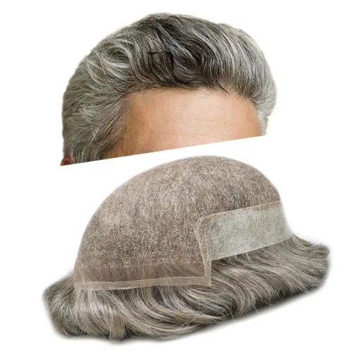 Miniatura 42 de Tupé para hombre, cabello humano real, suave encaje suizo frontal, tupé para hombres, sistema de cabello, extensiones capilar para hombre