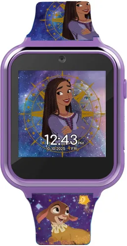 Miniatura 2 de Accutime Disney Wish Purple Asha y Dahlia - Reloj inteligente con pantalla táctil de aprendizaje educativo para niñas, niños, niños pequeños, cámara