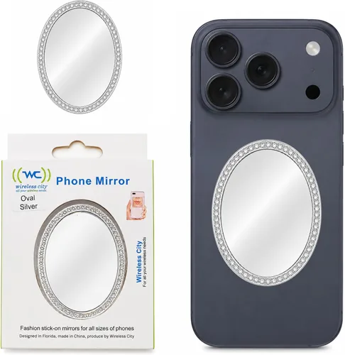 Miniatura 10 de Wireless City Espejo de teléfono con forma de corazón, espejo de maquillaje con diamantes de oro rosa con circonita cúbica, 2.2 in, ideal