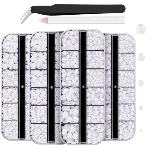 Miniatura 50 de 7000 diamantes de imitación de resina con pinzas para manualidades, diamantes de imitación de gelatina con parte trasera plana de 2/3/4/5/6mm, 4