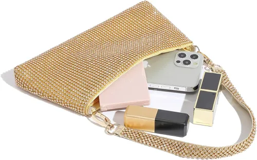 Miniatura 4 de YUWITA Bolso de noche con diamantes de imitación para mujer