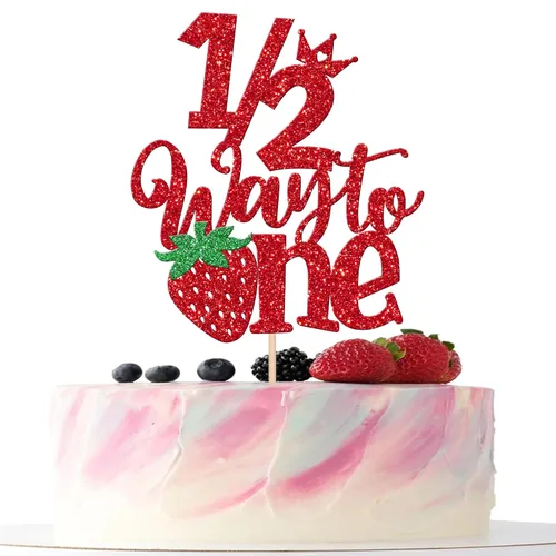 Miniatura 16 de 1 pieza de decoración para pastel de tercer cumpleaños con temática de fresa, flor brillante con temática de frutas dulces, decoración de pastel