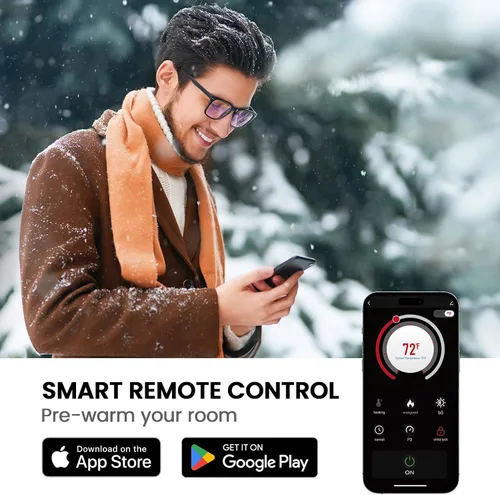 Miniatura 3 de Silonn Calentador de Chimenea Eléctrica Inteligente de 50″ con Aplicación y Control Remoto, Salida de Calor de 5300 BTU, Insertos de Chimenea