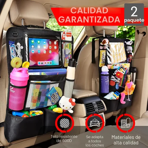 Miniatura 2 de Helteko Organizador de asiento trasero de automóvil, protector de asiento trasero con soporte para tableta de pantalla táctil, organizador